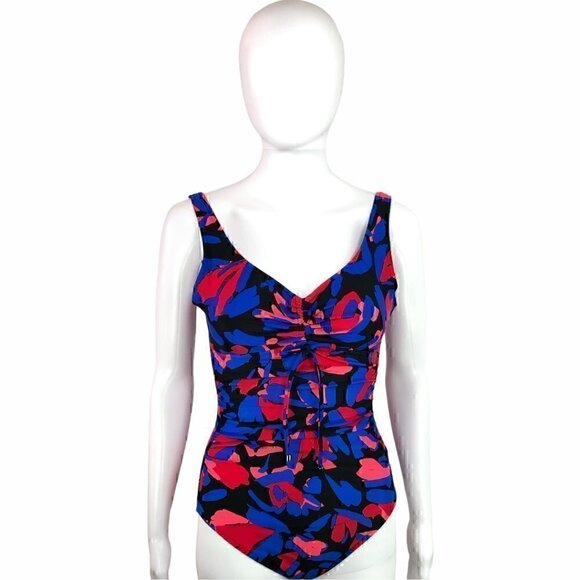 AQUA GREEN - Cinch Front One Piece Swimsuit - NWT - Picture 5 of 7